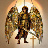 Archangel Michael Stained-Glass Style Acrylic Suncatcher: Divine Protection for Your Space đĄïž