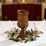 Boxwood "Last Supper" Chalice Hand-Carved Communion Cup | Eternal Symbol of Redemption & Fellowship
