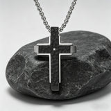 Hammered Two-Tone Stainless Steel Cross Necklace – Strength, Faith & Rugged Elegance
