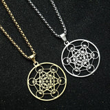 Stainless Steel Metatron's Cube Necklace Pendant Sacred Geometry Amulet Jewelry - BGCOPPER