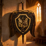 Archangel Michael Sword & Shield Wall Plaque - Divine Protection in Spiritual Warfare