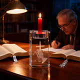 Jesus Crystal Engraved Candle Holder: Light & Faith in One