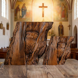 Hand-Carved Owl Tree Wood Art: A Christian Symbol of Wisdom & Divine Awareness