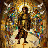 Archangel Michael Stained-Glass Style Acrylic Suncatcher: Divine Protection for Your Space đĄïž