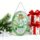"Shamrock Angel" Stained Glass Suncatcher – A Blessing of Protection & Joy