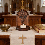 Archangel Michael Hand-Carved Beech Wood Candle Holder: A Sanctuary of Faith