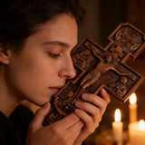 Eastern Orthodox Crucifixion Cross Wall Decor - Faith & Redemption Theme Wooden Carved Wall Hanging