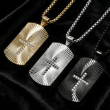 Sparkling Cross Pendant Necklace | Diamond-Set Stainless Steel Jewelry