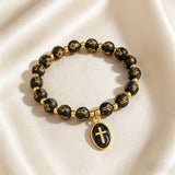 Cross Charm Beaded Stretch Bracelet – Faith, Hope & Timeless Devotion