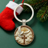 "Divine Blessing" Silver Dove & Cross Keychain – A Symbol of Faith, Peace, and God's Grace