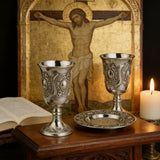Jerusalem Holy Grail (Cup & Saucer Set) - Authentic Kiddush Cup for Shabbat, Passover & Special Occasions