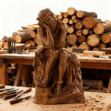 Boxwood "Crown of Thorns" Jesus Meditation Sculpture - Hand-carved Spiritual Art | A Concrete Reminder of His Divine Burden