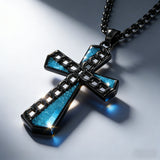 Natural Turquoise Stainless Steel Cross Necklace | Hip-Hop Christian Jewelry