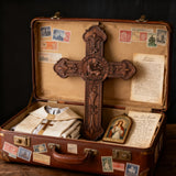 Bgcopper Lamb of God Wood Carving Cross Wall Decor - Paschal lamb