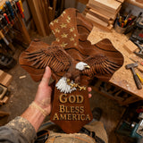 American Eagle Wooden Cross – God Bless America