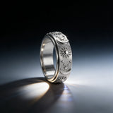 Sun, Moon & Stars Rotating Fidget Ring | Celestial Anxiety Relief Jewelry