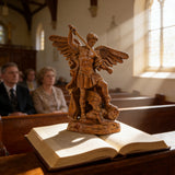 Boxwood Archangel Michael Carving: A Christmas Gift of Divine Protection