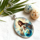 “Divine Jesus” Christian Necklace – A Symbol of Faith, Protection, and God’s Universal Love
