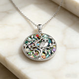Owl Tree of Life Alloy Necklace โ Wisdom, Growth & Iridescent Beauty