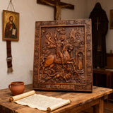St. George the Victorious Hand-Carved Wood Icon – A Symbol of Courage & Faith