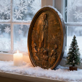 Our Lady of Fatima Wood Carving Decoration - Virgin Wall Pendant