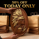 50% Off Today!Native American Indian woman natural wood carving decoration, native day gift