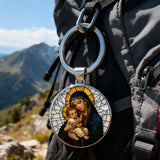 “Our Lady & Child” Stained Glass Style Keychain – A Daily Reminder of Maternal Grace