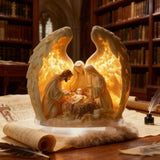 “Holy Family Angel-Wing Nativity” 2D Flat Acrylic Decor – A Glowing Tribute to Christmas