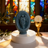 Oval Virgin Mary Scented Candle: A Sacred Blend of Devotion & Elegance