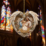 Nativity Scene Heart Angel Acrylic Ornament