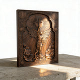 Bgcopper Archangel Michael Square Wooden Icon Religious Gifts - Best Wood Carving Wall Decor
