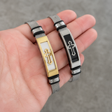 Men’s Christian Cross Mesh Bracelet – Stainless Steel Faith Wristband in Gold or Black