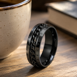 Men’s Faith Spinner Chain Ring – 8mm Titanium Steel Rotating Christian Band