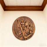 St.Christopher Christian Wood Carving Plaque/The patron saint of travelers