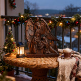 Hand-Carved Holy Family & Guardian Angel Solid Wood Statue: A Faith Artwork Anchoring Divine Blessings for Your Home