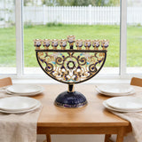 Hand-Painted Enamel Menorah (9-Branch Candelabra) - side view