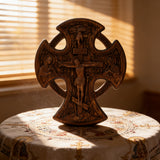 Hand-Carved Beechwood “Hand of Redemption” Crucifix | The Passion and Divine Grace of Christ