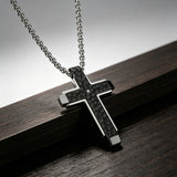 Hammered Two-Tone Stainless Steel Cross Necklace – Strength, Faith & Rugged Elegance