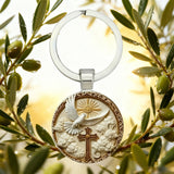 "Divine Blessing" Silver Dove & Cross Keychain – A Symbol of Faith, Peace, and God's Grace