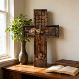 BGCOPPER Retter Jesus Kreuz geschnitzt aus Naturholz