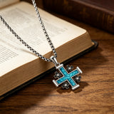 Orthodox Jerusalem Cross Turquoise Necklace – Faith, Heritage & Timeless Strength