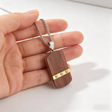 Stainless Steel & Wood Dog Tag Necklace – Nature, Strength & Minimalist Elegance