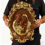 Bgcopper Holy family Nativity Wood Carving Gift Religious Family Wall Decor