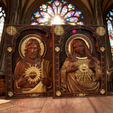 Sacred Heart Wood Carvings: Jesus & Mary, Handcrafted Tokens of Divine Love