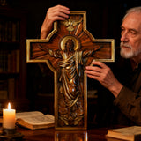 Ascension of Jesus wood carving cross