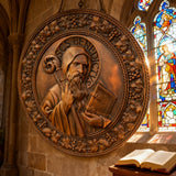 Religiöse Ikone des Heiligen Benedikt, geschnitzte Wand dekoration aus Naturholz