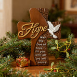 Ornate "Love" "Faith" "Hope" Wooden Cross, Solid Wood Cross