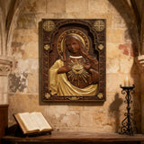 Immaculate Heart of Mary Hand-Carved Beech Wood Sculpture | Sacred Home Altar Ornament