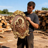 “St. Joseph & Child Jesus” Hand-Carved Wood Icon – A Timeless Christian Gift for Father’s Day & Faithful Homes
