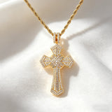 Iced Baguette & Round CZ Cross Pendant Necklace – Faith, Luxury & Statement Style